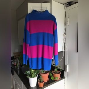 Mock neck knit oversized stripe sweater